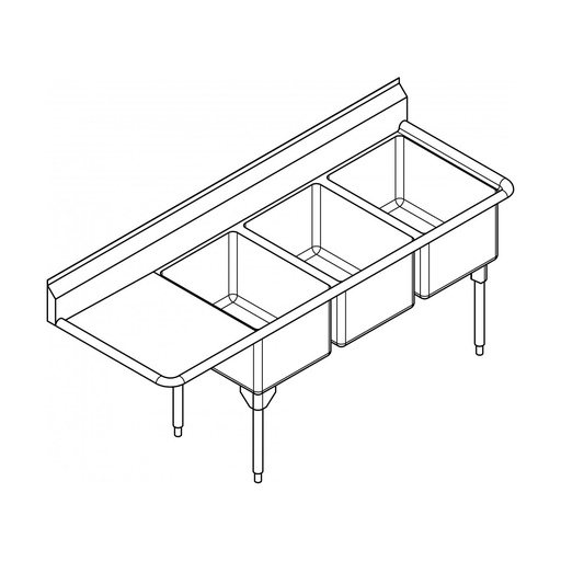 [FRA-RTL2472L-1] Franke RTL2472L-1 Restaurant Series 16 Gauge Triple Sink