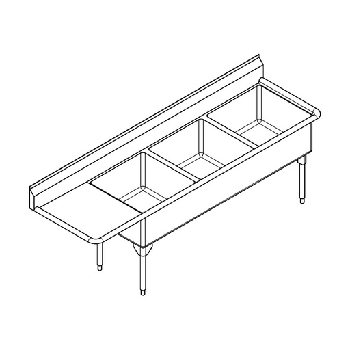[FRA-WTL2454L-1-2] Franke WTL2454L-1-2 World Class Series 14 Gauge Triple Sink