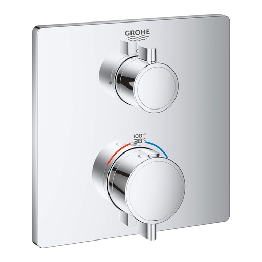[GRO-24110GN0] Grohe 24110GN0 Grohtherm Single Function 2-Handle Thermostatic Valve Trim Brushed Cool Sunrise