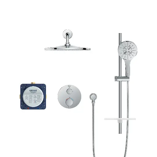 [GRO-1030660000] Grohe 1030660000 Rainshower GrohTherm 2-Handle Thermostatic Dual Function Shower Kit Chrome