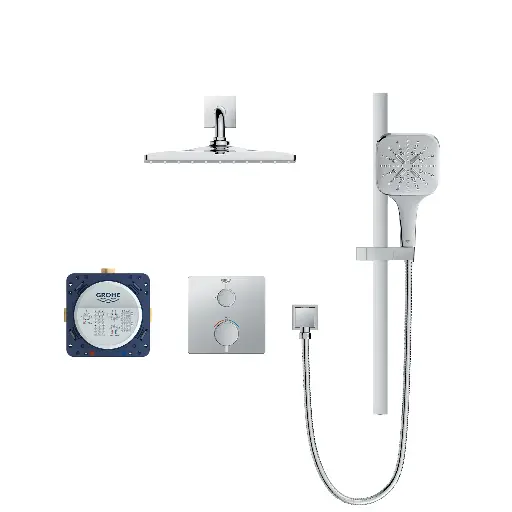 [GRO-1030690000] Grohe 1030690000 Rainshower GrohTherm 2-Handle Thermostatic Single Function Shower Kit Chrome