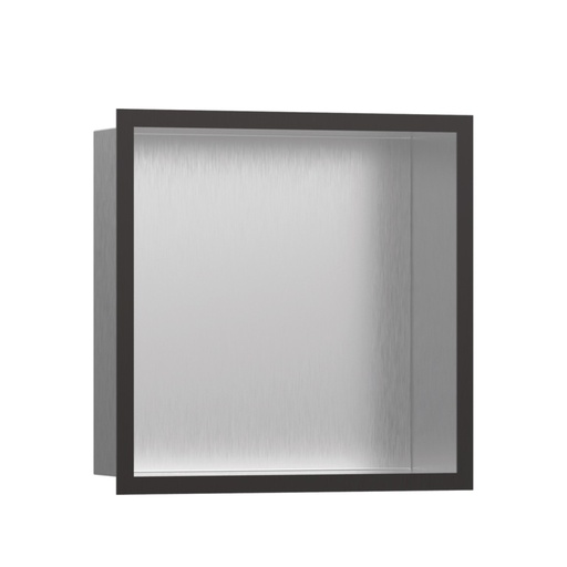 [HAN-56097340] Hansgrohe 56097340 Wall Niche Brushed Stainless Steel With Design Frame Brushed Black Chrome