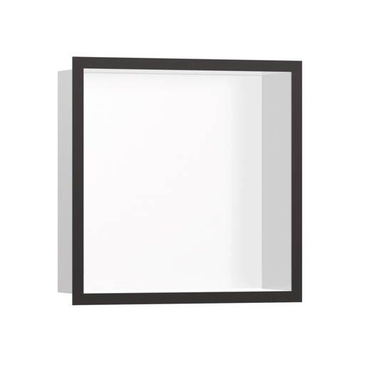 [HAN-56099340] Hansgrohe 56099340 Wall Niche Matte White With Design Frame Brushed Black Chrome