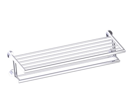 [KART-144444-75] Kartners 144444-75 OSLO Towel Shelf w/ Double Towel Bar 24"- Unlacquered Brass