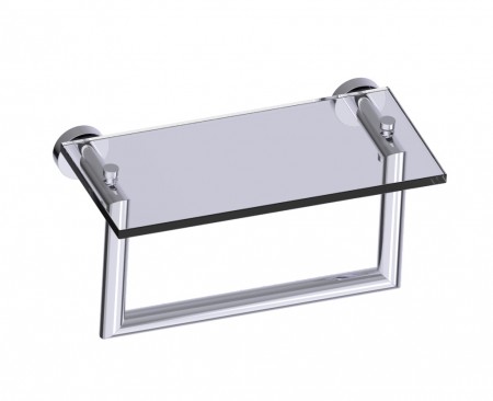 [KART-144676-26] Kartners 144676-26 OSLO 10" Glass Shelf w/ Towel Rail Matte White