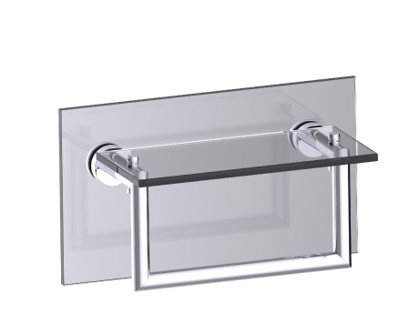 [KART-144676TG-22] Kartners 144676TG-22 OSLO 10" Glass Shelf w/ Towel Rail Through Glass- Brushed Gold