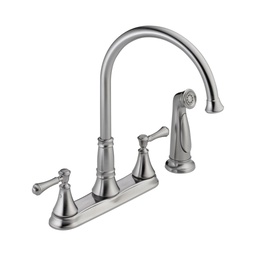 [DEL-2497LF-AR] Delta 2497LF Cassidy Two Handle Kitchen Faucet With Spray Arctic Stainless