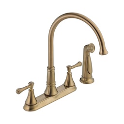 [DEL-2497LF-CZ] Delta 2497LF Cassidy Two Handle Kitchen Faucet With Spray Champagne Bronze
