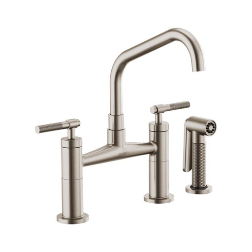 [BRI-62563LF-SS] Brizo 62563LF-SS Litze Bridge Faucet Angled Spout Knurled Handle Stainless