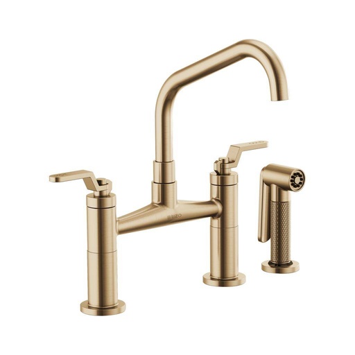 [BRI-62564LF-GL] Brizo 62564LF-GL Litze Bridge Facuet With Angled Spout Industrial Handle Luxe Gold