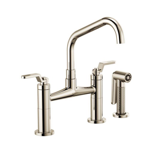 [BRI-62564LF-PN] Brizo 62564LF-PN Litze Bridge Facuet With Angled Spout Industrial Handle Polished Nickel