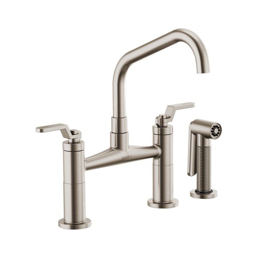 [BRI-62564LF-SS] Brizo 62564LF-SS Litze Bridge Facuet With Angled Spout Industrial Handle Stainless