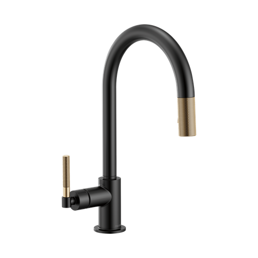 [BRI-63043LF-BLGL] Brizo 63043LF-BLGL Litze Arc Spout Pull Down Knurled Handle Matte Black Luxe Gold