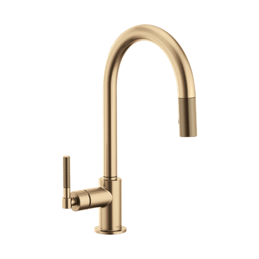 [BRI-63043LF-GL] Brizo 63043LF-GL Litze Pull Down Faucet with Arc Spout Knurled-Lever Handle Luxe Gold