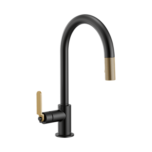 [BRI-63044LF-BLGL] Brizo 63044LF-BLGL Litze Pull Down Arc Spout Faucet Industrial Handle Luxe Gold Matte Black