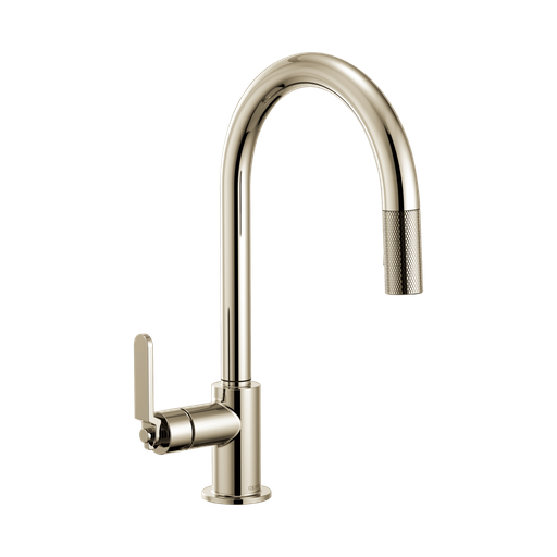 [BRI-63044LF-PN] Brizo 63044LF-PN Litze Pull Down Arc Spout and Industrial Handle Faucet Polished Nickel