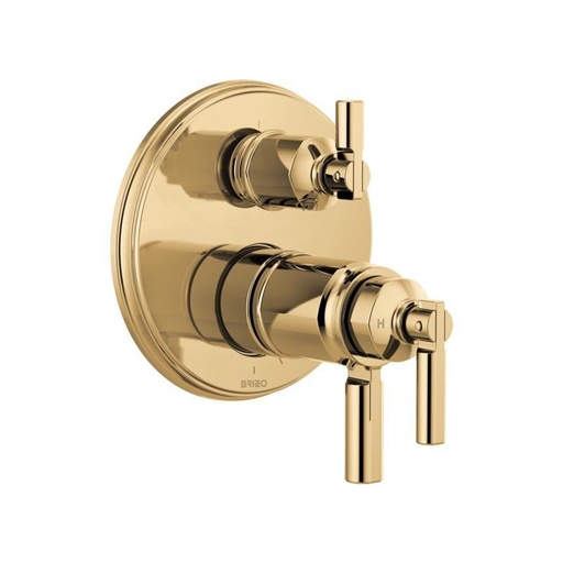 [BRI-T75576-PG] Brizo T75576-PG Invari Tempassure Thermostatic Valve 3 Function Diverter Polished Gold