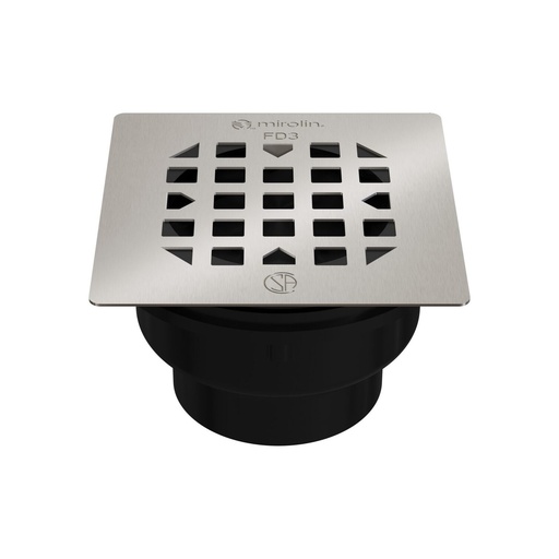 [MIR-GR-FD3-BN] Mirolin GR-FD3-BN Square Drain Grate Brushed Nickel