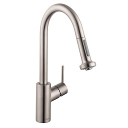 [HAN-14877801] Hansgrohe 14877801 Talis S Kitchen Faucet With Pull Down 2 Spray Steel Optik