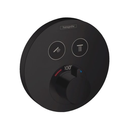 [HAN-15743671] Hansgrohe 15743671 Hg Showerselect E Thermostatic Trim 2 Function, Round Matte Black