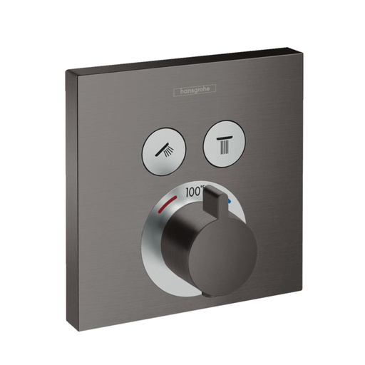 [HAN-15763341] Hansgrohe 15763341 Hg Showerselect E Thermostatic Trim 2 Function, Square Brushed Black Chrome