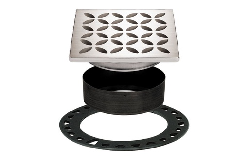 [SCH-KDIF4GRKEBD5] Schluter KDIF4GRKEBD5 Kerdi-Drain Grate Kit 4" Brushed Stn Steel Floral