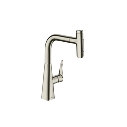 [HAN-73822801] Hansgrohe 73822801 Metris Select Prep Kitchen Faucet 2 Spray Pull Out Steel Optic