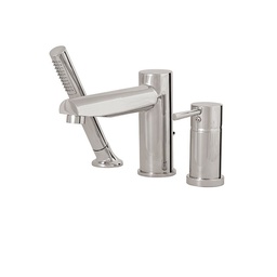 [AQB-61013PC] Aquabrass 61013 Volare Straight 3 Piece Deckmount Tub Filler With Handshower Polished Chrome
