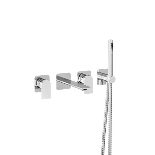 [AQB-92N04PC] Aquabrass 92N04PC Alpha Wall Mount Tub Filler With Handshower Polished Chrome