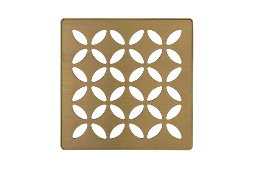 [SCH-KDIF4GRKEBVGD5] Schluter KDIF4GRKEBVGD5 Kerdi-Drain Grate Kit 4" Br Vintage Gold Floral