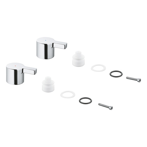 [GRO-48316000] Grohe 48316000 Lineare Pair Of Handles Blue/Red Grohe Chrome