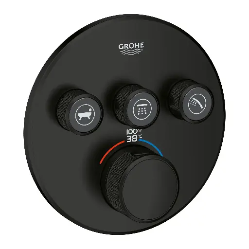 [GRO-291382430] Grohe 291382430 Grohtherm Smartcontrol Triple Function Thermostatic Trim Matte Black