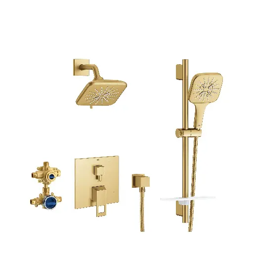 [GRO-29433GN0] Grohe 29433GN0 Eurocube Pressure Balance Shower Set Brushed Cool Sunrise